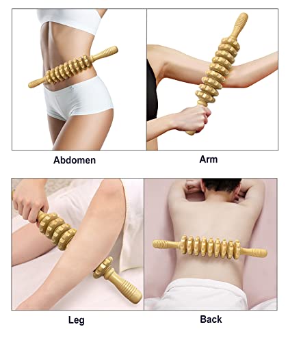 2 in 1 Wood Therapy Massage Tools, Massage Stick+ Back Massager Roller Rope - style: Back Massager+Massage Stick