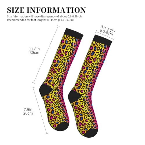 Compression Socks Knee High Circulation Support Socks For Women Men Athletic Running Hiking Cycling - color: Leopard