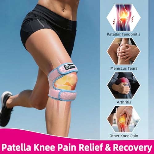 Dual Patellar Tendon Support Strap w/Gel Pad Patella Knee Brace - style: Pink