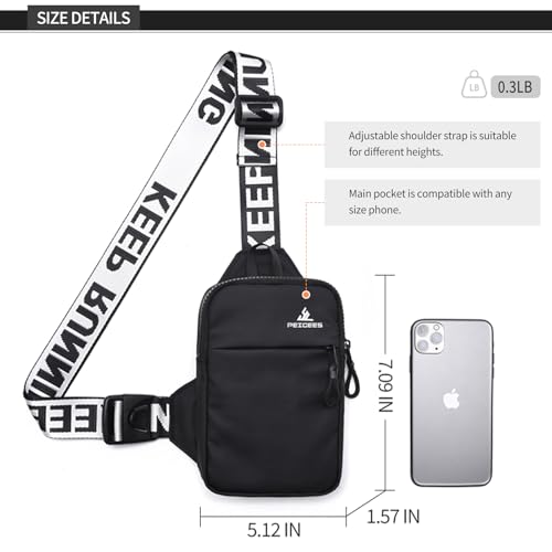 Peicees Mini Crossbody Sling Bag Chest Bag Dual Pocket Water Resistant Fanny Pack Running Phone Holder for Men Women Workout Travel, Dark Blue - color: Dark Blue