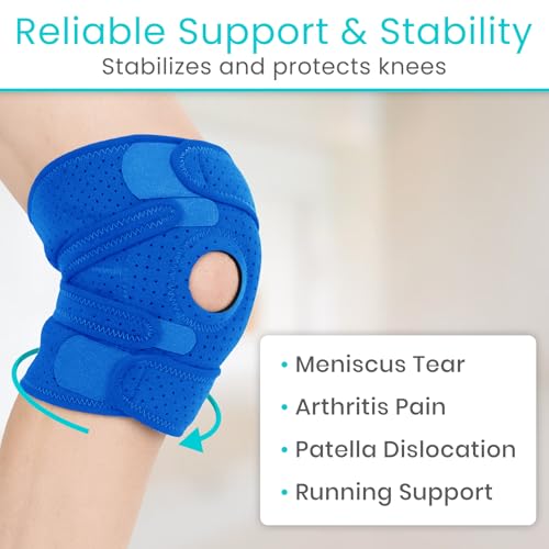 Vive Knee Brace for Meniscus Tear - ACL & Patella Support for Men, Women - color: Blue