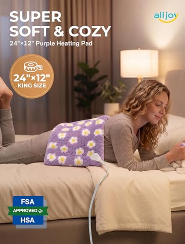 Heating Pad, ALLJOY Cute Heating Pad for Period Cramps & Back Pain, 24"X12" - color: Purple
