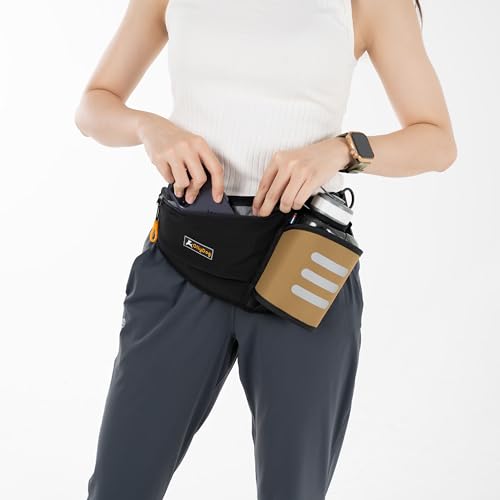 OllyDog Hydro-Slim Pack – Adjustable Belt Bag/Fanny Pack with Reflective Lining, Water Bottle Holder, Leash Attachment & Phone Pocket, Ideal for Hands-Free Dog Walking, Running & Hiking (Elmwood) - color: Elmwood