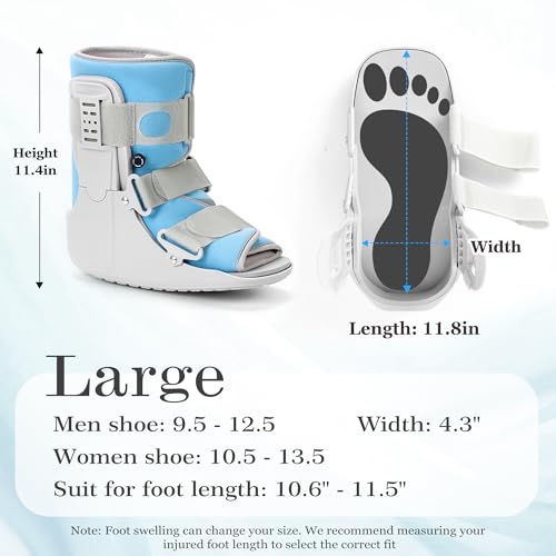 Jewlri Walking Boot for Broken Foot Injury, Air Cam Walker Boot, L - color: Grey & Light Blue, size: Large
