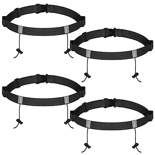 Xtinmee 4 Pcs Race Number Belt Triathlon Running Bib Holder with 6 Gel Loops for Summer Cycling Runners Racing Marathon Men Women, Black 34 x 0.98 Inches