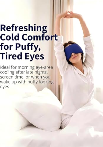 Cooling Gel Eye Mask for Puffy Eyes, Migraine & Headache Relief, Full Eye-Area Cold Compress for Eyes & Temples, FSA Eligible HSA Reusable Eye Ice Pack for Swelling & Post-Surgery Recovery - color: Blue