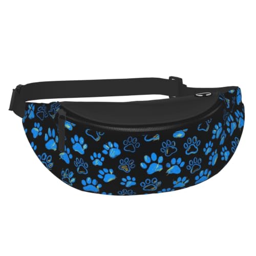 Dujiea Fanny Pack, Scattered Dog Paw Prints Waist Bag With Headphone Hole Belt Bag Adjustable Sling Pocket Fashion Hip Bum Bag For Women Men Kids Outdoors Casual Travelling Hiking Cycling - color: Scattered Dog Paw Prints