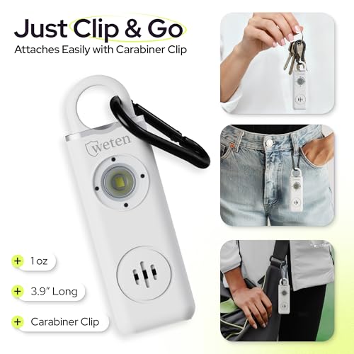 Personal Alarm for Women Safety, 130dB Loud Siren Keychain, TSA Safe, White - color: E - White