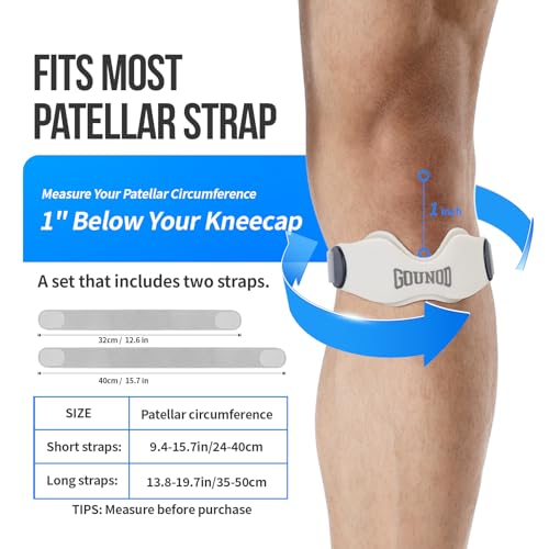 GOUNOD Patellar Tendon Support Strap 2 Pack,Silicone Knee Strap for Knee Pain Relief,Patella Band for Basketball, Jumpers Knee, Tendonitis, Running, Hiking, Soccer, Osgood Schlatter (White) - color: White