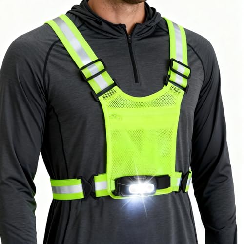 Gesture Sensing Running Light Reflective Vest with Pouch (Green) - color: green