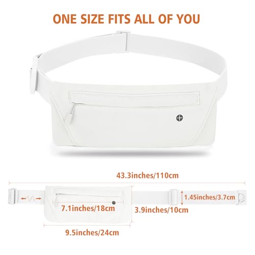 WHIPPY Slim Running Belt Fanny Pack for Women Men Elastic Runners Belt Waist Pouch Chest Bag Phone Holder Waist Pack for Running Hiking - color: 5-White
