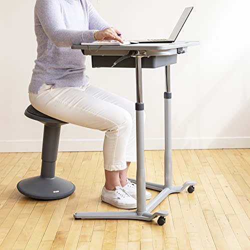 ECR4Kids Sitwell Wobble Stool with Cushion, Adjustable Height, Active Seating, Grey - color: Grey