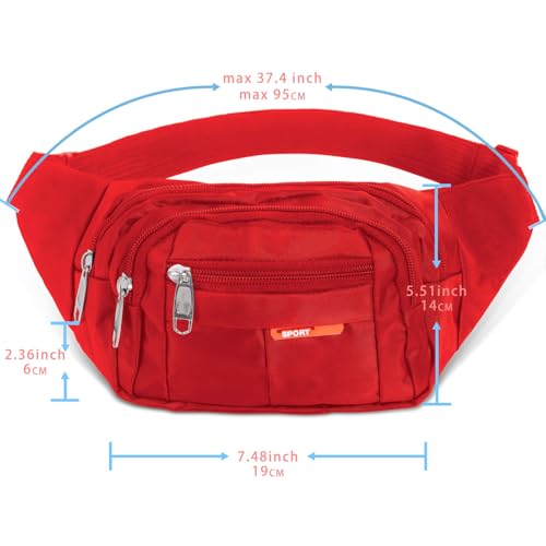 Waist Pack Sports Fitness Travel Men Women (Red) - color: Red