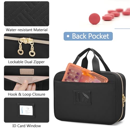 Damero Large Medicine Organizer for Large Pill Bottles, Black - color: Black