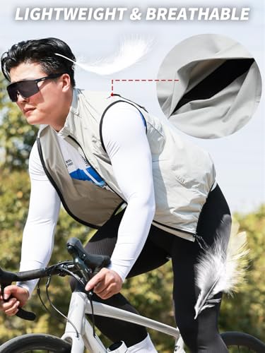 WOSAWE Reflective Cycling Vest with Chest Pocket Water-Repellent Lightweight Windproof Gilet for Running, Hiking, Biking - color: Silver, size: XX-Large