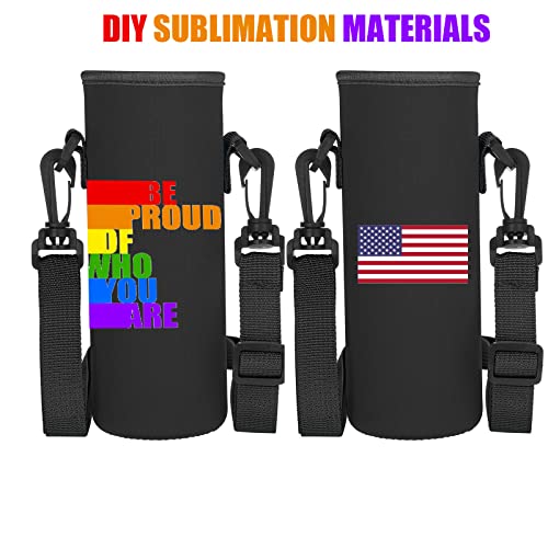 Sabary 12 Pcs Water Bottle Sleeve with Shoulder Strap 25oz Sublimation Water Bottle Holder Carrier Pouch Adjustable Sling Bag for Boys Girls(Black)