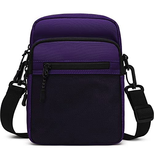 Lohol Small Messenger Bag for Men Women, Water Resistant Adjustable Crossbody Sling bag Purse for Travel Sports - color: Purple