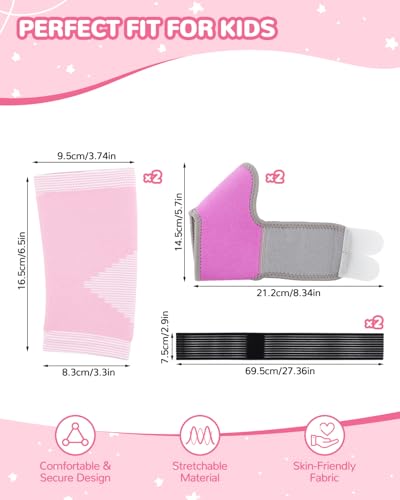 6 PCS Kids Ankle Brace Set, Ankle Support Wraps, Knitted Ankle Sleeve Sock for Sprains, Injuries and Active Play for Daily Wear, Injury Prevention (Small) - color: Pink
