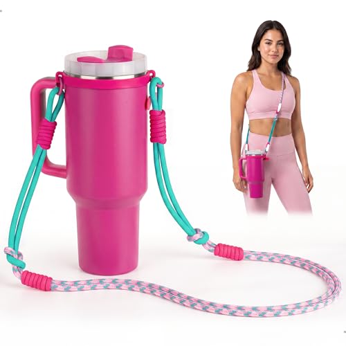 Water Bottle Strap Compatible with Owala & Hydro Flask 12 oz-40 oz, Holder with Shoulder Strap Compatible Stanley Cup Accessories - color: Green