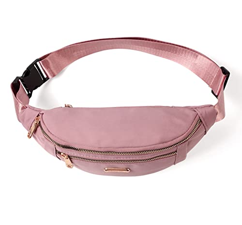 Crossbody Fanny Packs Waist Pack for Women, Waterproof Waist Bag with Adjustable Strap for Travel Sports Running - color: cute pink
