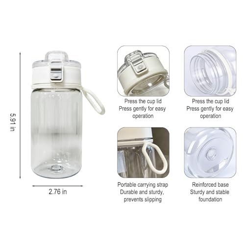 Clear Sports Water Bottle, Leak Proof Re-Usable Flip Top Plastic Drinks Bottles for Outdoor Sports, Office, Gym, Cycling - Clear 13.5 oz - size: 13.5 Ounces