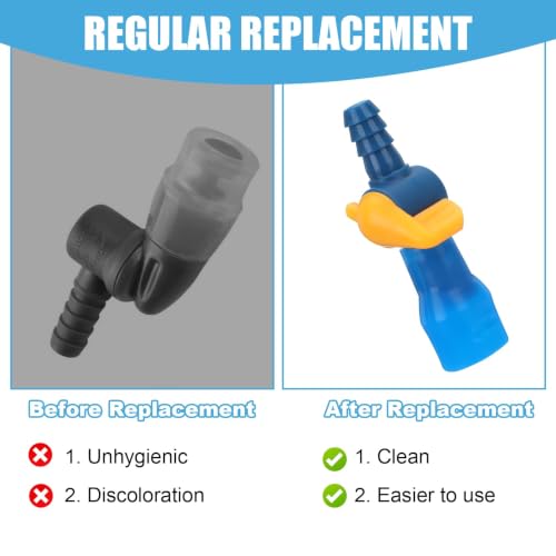 6PCS Bite Valve Replacement, Mouthpiece Replacements with 2 Shutoff Straight & Angled Hose Connector, Tube Nozzle Replacement for Hydration Bladder Backpack Water Reservoir - style: 6 Bite Valve + 2Hose Connector