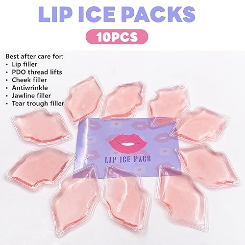 (10 PCS) Lip Ice Pack ，Ice Compress After Lip ice Treatment, Reusable ice pad for Cosmetic, Lip Shape ice Pack to Relieve Pain and Relax Lips, Anti-Aging Lip Care ice Pack to Reduce Lip Swelling