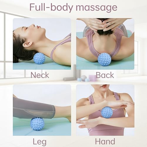 3 Pack Massage Ball Set - Massage Roller for Plantar Fasciitis,Lacrosse Ball Massage Ball Therapy,Foot Roller, Myofascial Release Ball,Foot Massage Roller for Back,Yoga Roller, Foot Pain Relief（Blue）