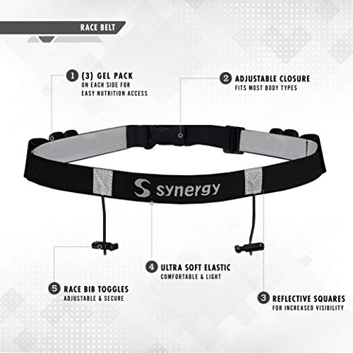 Synergy Running/Triathlon Race Day Number Belt - color: Youth Black 25 2-Pack