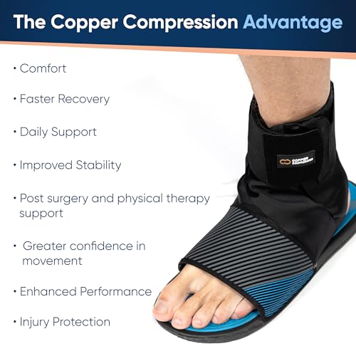 Copper Compression Ankle Brace - Adjustable Lace Up Support - Adjustable Straps for Sprains, Swelling, Injury & Sports – Breathable Neoprene Sleeve with Copper Infused Fabric for Men & Women - S/M - size: Small/Medium