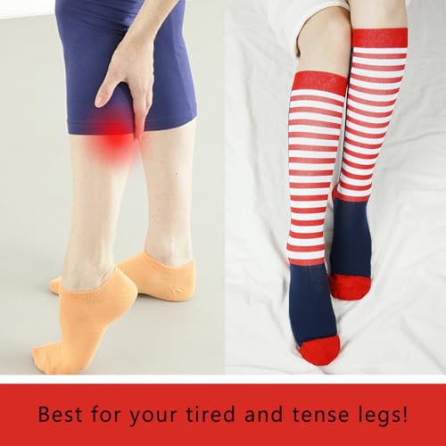Junely Compression Socks for Women Knee High Socks Funny - color: American Flag