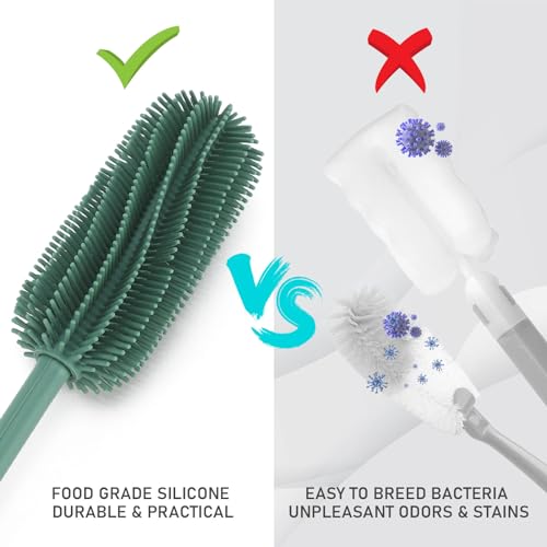 Silicone Bottle Brush, 15.7" Water Bottle Cleaner Brush, Green - color: Long Green