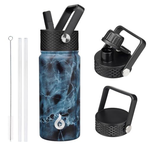 BJPKPK 18oz Insulated Water Bottle with Straw Lid, Stainless Steel Bottle - color: Ocean, size: 18 Ounces