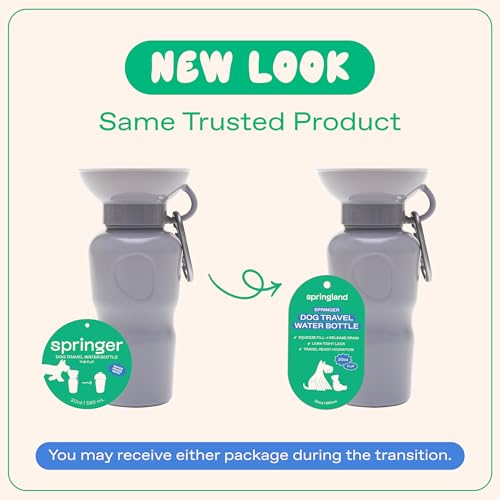 Springland 22oz Classic Portable Dog Water Bottle with Built-in Bowl, Gray - color: Gray, size: 22oz Classic