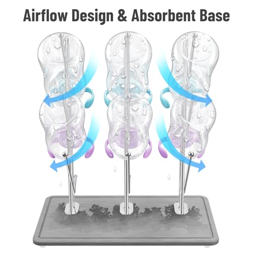 NiHome Baby Bottle Drying Rack with Diatomite Base & Stainless Steel Frame