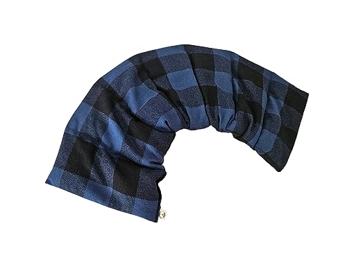 Microwavable LOVEwrap Neck & Shoulder wrap - Unscented 6 x 24 - Flax Seed - Soothes Muscle Ache Pain Relief - Natural Soft Cotton - Warming Muscle Relaxation - Blue Black Buffalo Plaid - color: Cozy - Blue
