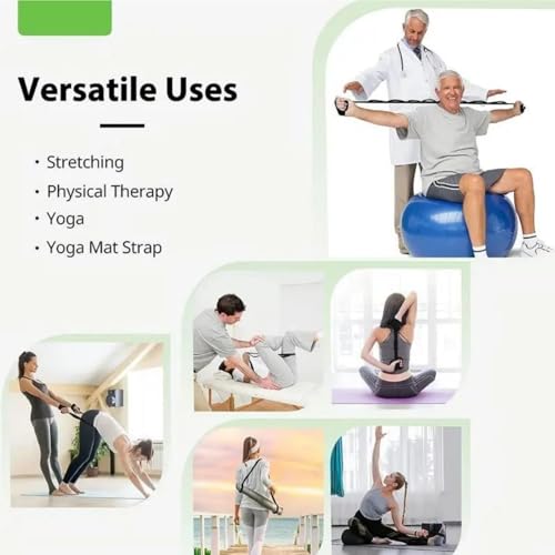 Stretching Strap Yoga Strap for Home Workout, Exercise, Pilates and Gymnastics, 10 Loops Non-Elastic Stretch Bands with Aesthetic Packaging for Women & Men - color: Purple