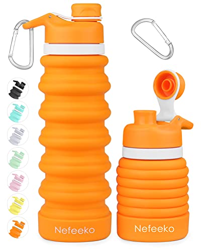Nefeeko Collapsible Water Bottle, 26oz Silicone Foldable Water Bottles - color: K