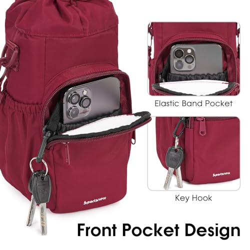 sportsnew 40oz Insulated Crossbody Water Bottle Sling Bag w/Phone Pocket - color: Red