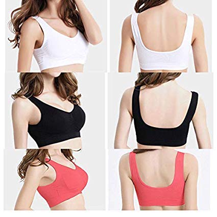 Boolavard Women's Seamless Sports Style Bra Crop Top Vest Stretch Shapewear - color: 4 X Black, size: X-Large