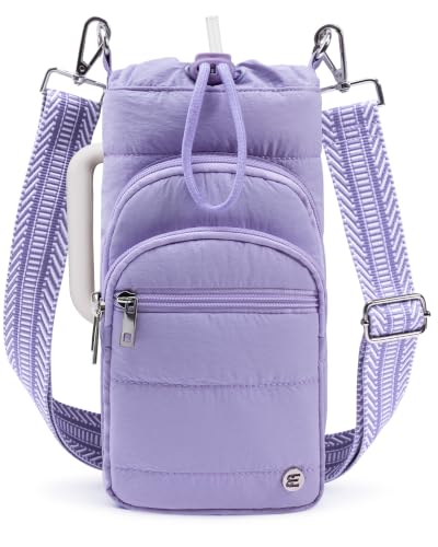 Water Bottle Holder with Strap, 40/32 oz Crossbody Bottle Carrier Bag - color: Purple