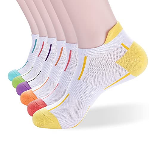 ATBITER Ankle Socks Women&Men 6-12Pairs Thin Low Cut No Show Socks With Tab - color: 6 Pairs 6white 6colors, size: 7-9