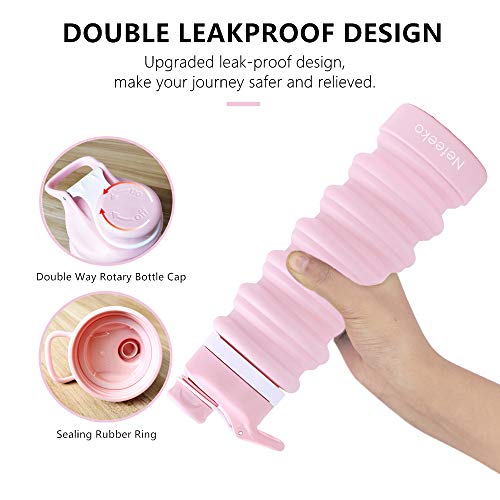 Nefeeko Collapsible Water Bottle, 26oz Silicone Foldable Water Bottles - color: D