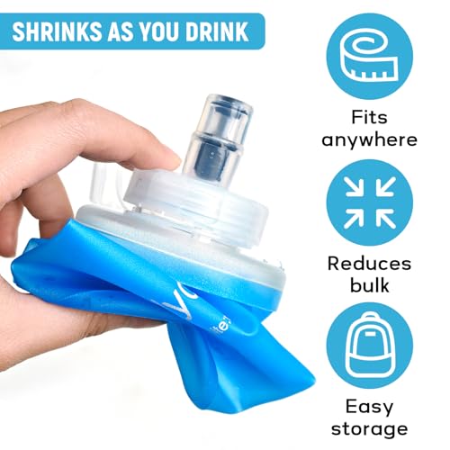 Soft Flask 700ML Blue for Hydration Pack, Running Vest, Leak-Proof Folding, Reusable