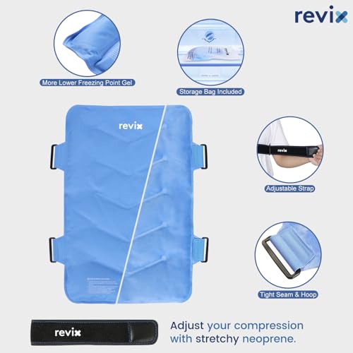 REVIX XXL Full Back Ice Pack Wrap, Large Gel Packs for Injuries Reusable - color: Blue