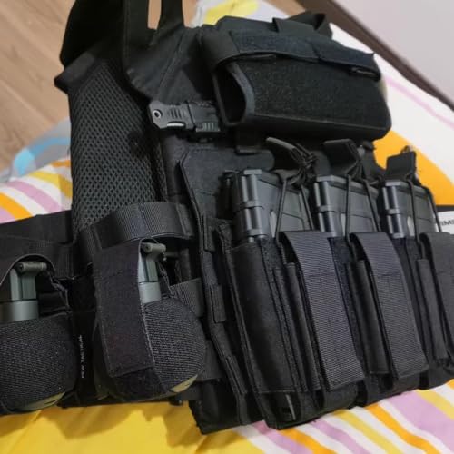 Azarxis Tactical Mini Belt Pouches, Multi-Purpose Small Battery Case Compact Utility EDC Card Slot Holder Waist Bags Military Molle Pack Sundries Storage Pack - color: #04 Black - Pistol Mag Pouch - 3 Pockets