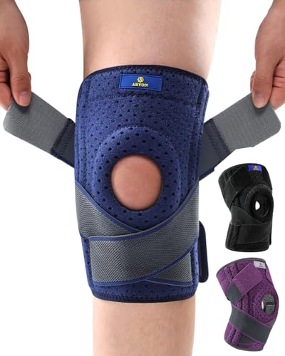 ABYON Knee Brace for Men & Women Meniscus Tear, Knee Support with Dual Side Stabilizers & Crossed Compression Straps for Knee Pain Relief, ACL, Arthritis and Post-Surgery Recovery - color: Blue, size: Large/X-Large (Pack of 1)