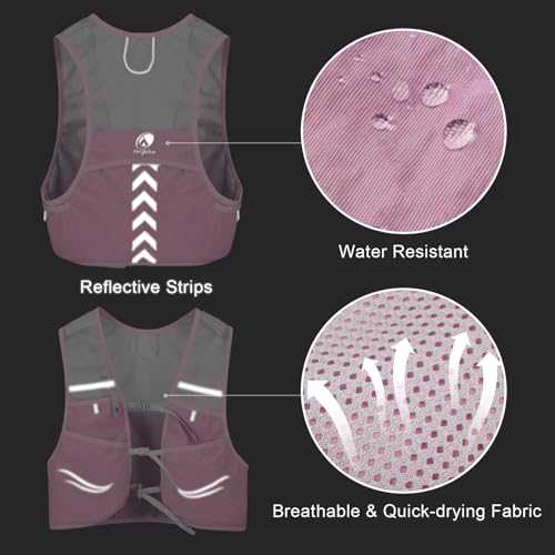 Hydration Running Vest with 2pcs 500ml/17oz Water Bottles, M/L - color: Pink, size: M: 27.6" - 43.3"