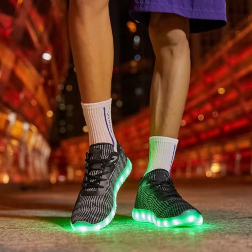 Light Up Shoes for Women Men, LED Sneakers USB Charging Unisex Adult Glow Party Cool Dancing Shoes - color: Black, size: 12 Women/10 Men
