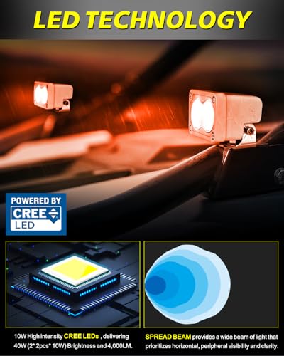 Red LED Pods Waterproof 3" 40W CREE LED Marine Navigation Lights - color: Red